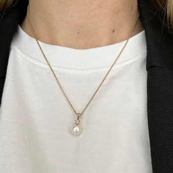 SIERSBØL 8 kt. Guld halskæde med perle - 20428010300