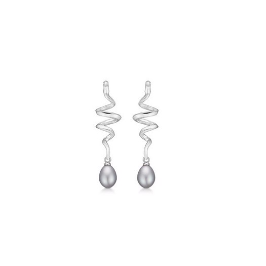 Swirl w. Pearl  øreringe i sølv af Mads Z - 2113086