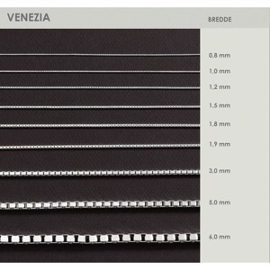 Venezia sølv halskæde 925s i Flere bredder og længder