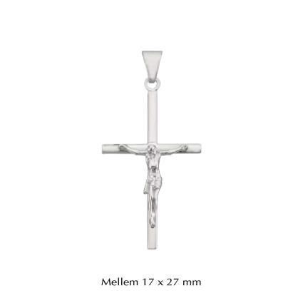Stolpe kors vedhæng med jesus - medium  - sølv vedhæng