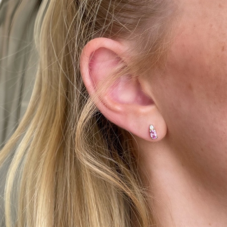 Petit oval - Pink safir øreringe i 14 kt. guld | Ø1111