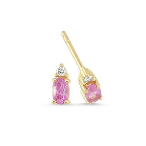 Petit oval - Pink safir øreringe i 14 kt. guld | Ø1111