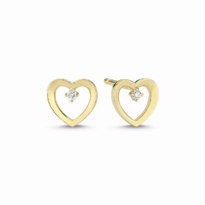 Guld hjerte øreringe i 14 karat med brillant - ø2916rg