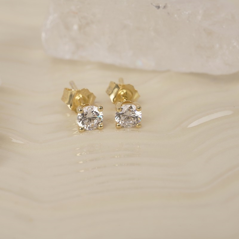 Siersbøl Luxury ørestikker i 14 karat guld med runde lab grown diamanter