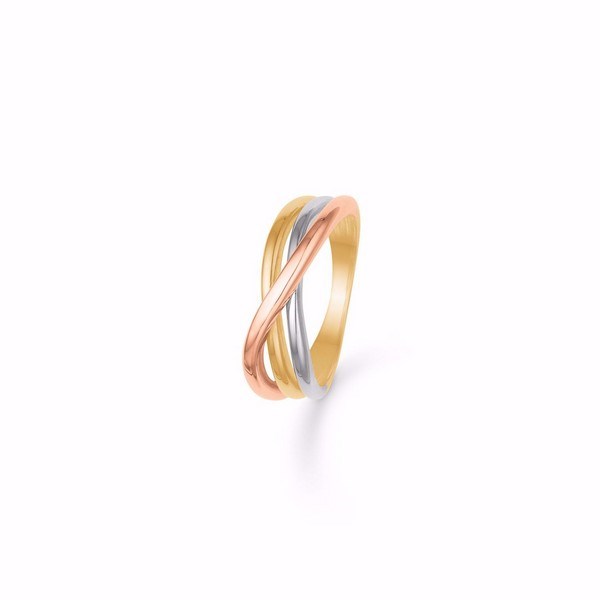 Guld & Sølv Design Tricolor ring 8kt 6411/08