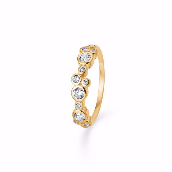 Billede af Guld & Sølv Design - Ring i 8kt. guld med hvide zirkonia