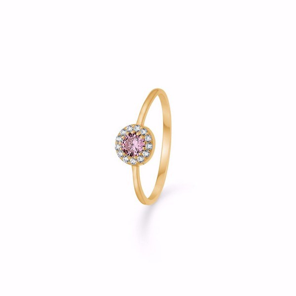 Billede af Guld & Sølv Design - Ring i 8kt. guld med pink og hvide zirkonia