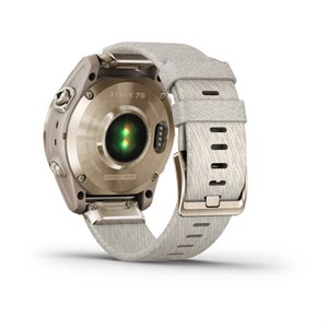 5 GARMIN - Fenix 7S Sapphire Solar m. guld titanium & creme nylonrem