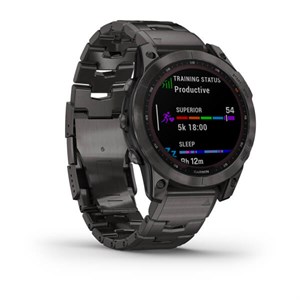 3 GARMIN - Fenix 7S Sapphire Solar DLC titanum & titanium-rem