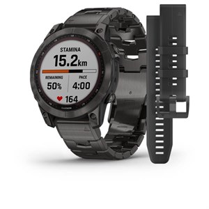 1 GARMIN - Fenix 7S Sapphire Solar DLC titanum & titanium-rem