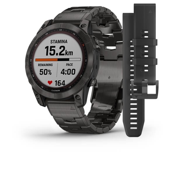 Billede af GARMIN - Fenix 7 Sapphire Solar m. DLC titanum & titanium-rem