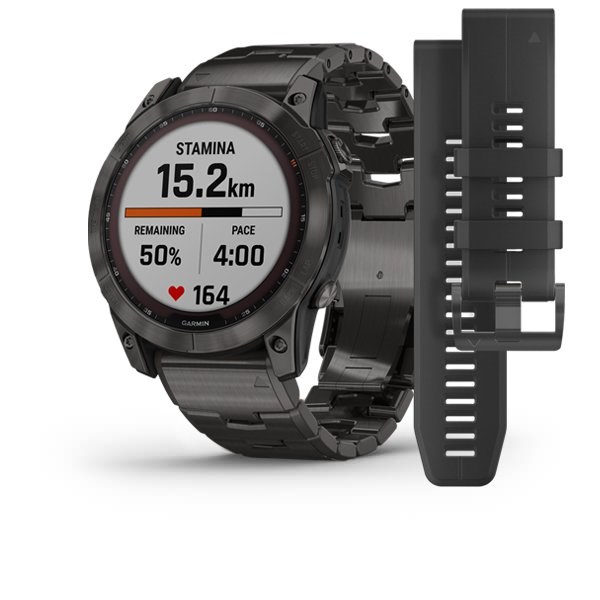 Billede af GARMIN - Fenix 7X Sapphire Solar m. DLC titanium & titanium-rem