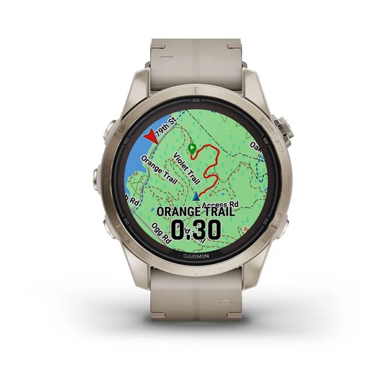 GARMIN - Fenix 7S Pro Sapphire Solar m. soft gold & limestone læderrem