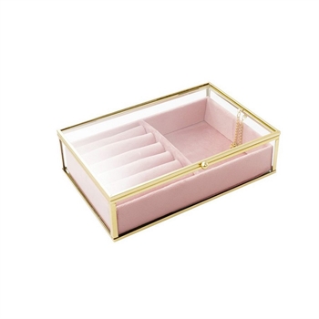 Smykkeskrin i glas og forgyldt messingfarvet metal 2