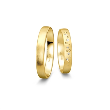 Breuning vielsesringe i 8-14 kt guld med 0,032 ct brillanter og grafisk stjernemønster