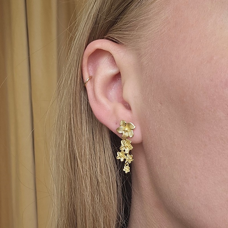  Aqua Dulce - Jasmin Big Earstud i forgyldt sterlingsølv