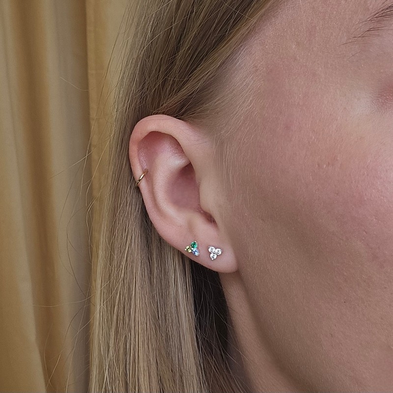  Aqua Dulce - Gunnva Green Earstud i forgyldt sterlingsølv