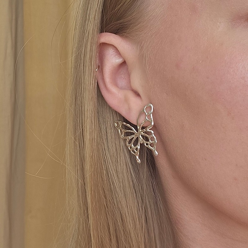 Jane Kønig - Butterfly ørering i blank sølv