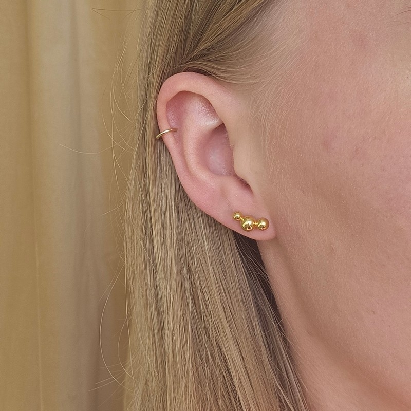 Jane Kønig - Atomic Tree Ball Stud i forgyldt sølv