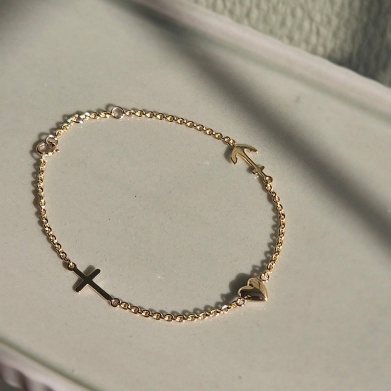 Lund - Tro, Håb og kærlighed armbånd i 8 karat guld