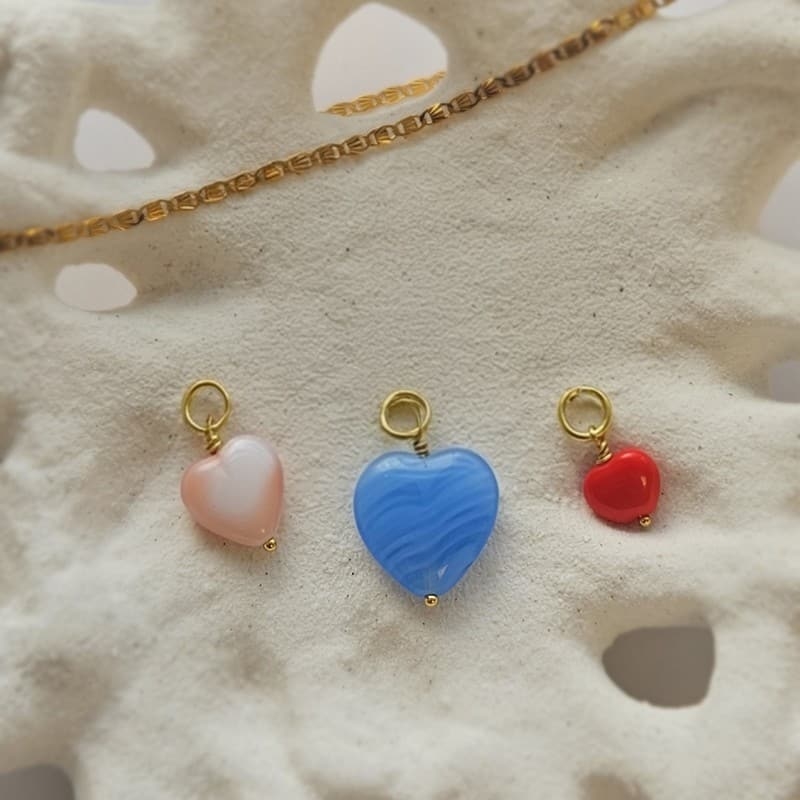 Pico Copenhagen - French Heart Pendant Vedhæng, Coral