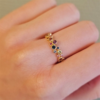 Mads Z - Luxury Rainbow ring i 14 kt guld m. natursten i 14kt. guld