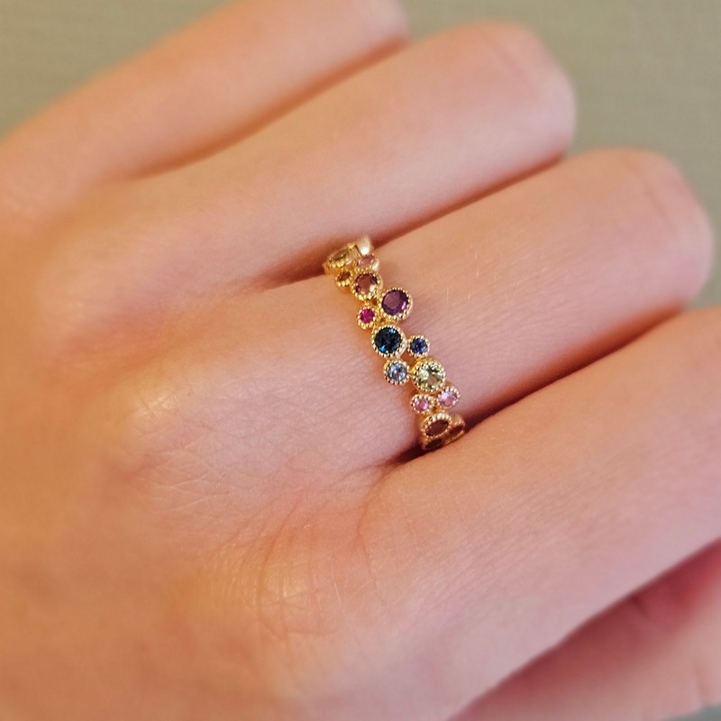 Mads Z - Luxury Rainbow ring i 14 kt guld m. natursten i 14kt. guld