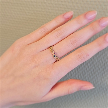 Mads Z - Luxury Rainbow ring i 14 kt guld m. natursten i 14kt. guld