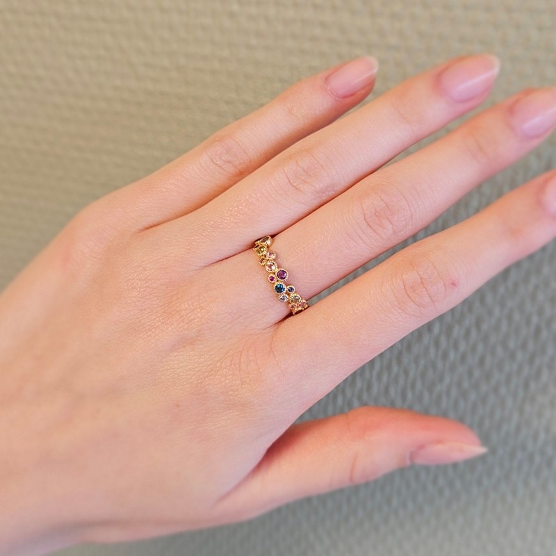 Mads Z - Luxury Rainbow ring i 14 kt guld m. natursten i 14kt. guld