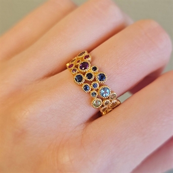 Mads Z - Luxury Rainbow ring m. natursten i 14kt. guld - Stor