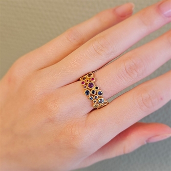 Mads Z - Luxury Rainbow ring m. natursten i 14kt. guld - Stor