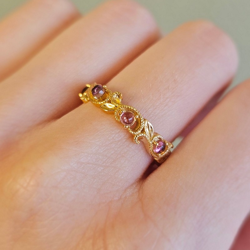 Mads Z - Vintage Blooming ring i 14 kt guld m. pink turmalin