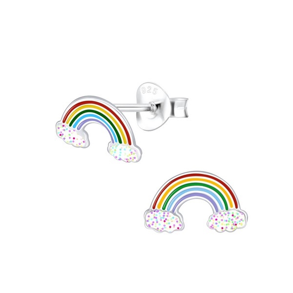 Billede af ByBirch Kids - Øreringe i sølv med regnbue