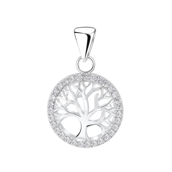 Billede af ByBirch - Halskæde i sølv med livets træ og hvide zirkonia