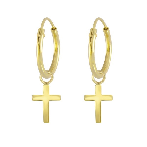 ByBirch - Hoops i forgyldt m. kors BB-038G
