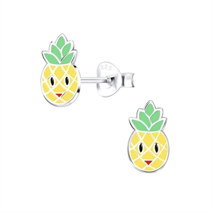Børneøreringe i sølv med smilende ananas | BB213242