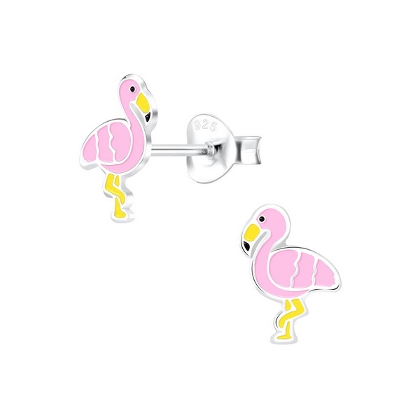 Billede af ByBirch Kids - Øreringe i sølv med flamingo**