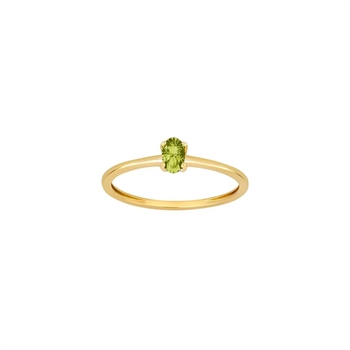  Siersbøl 8 kt. guld ring med oval grøn peridot