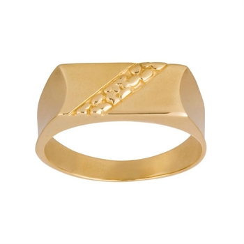 Son of Noa signetring i guld med blank og rustik overflade