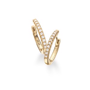 Dazzling - 14 kt guld clip creoler med 0,12ct diamanter
