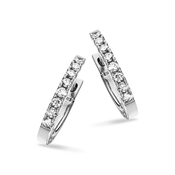 Dazzling - 14 kt hvidguld clip creoler med 0,22ct diamanter