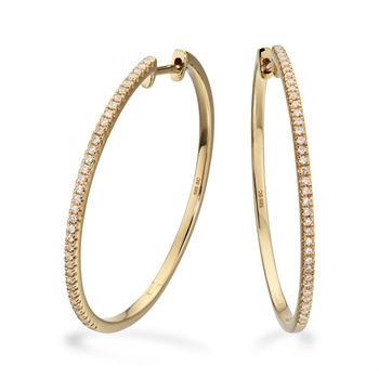 Dazzling - 14 kt. creoler 30 mm m. i alt 0,27 H-W/SI diamanter