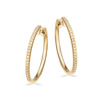 Dazzling - 14 kt. creoler 20 mm med i alt 0,19 H-W/SI diamanter