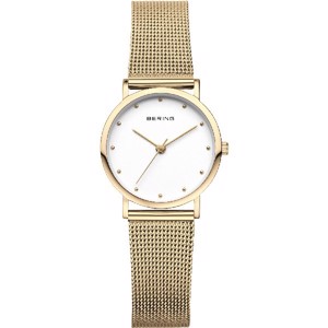 Bering Classic dameur i guld og guld mesh 13426-334