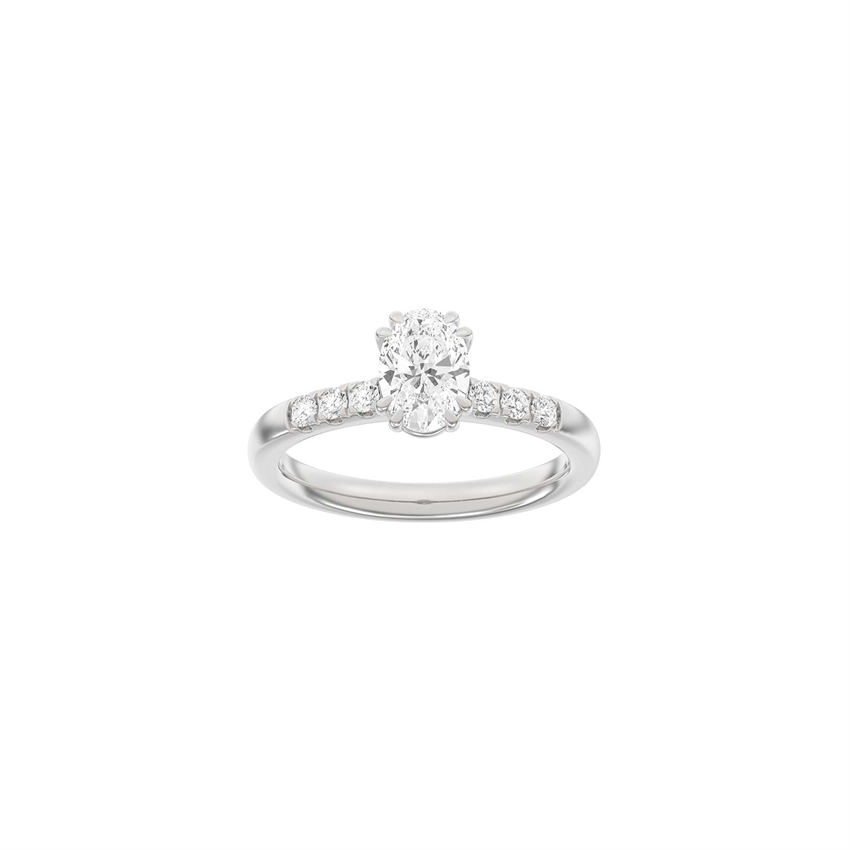LUXURY Modern oval 14kt hvidguldsring med 1,2ct lab-grown diamanter fra Siersbøl Luxury