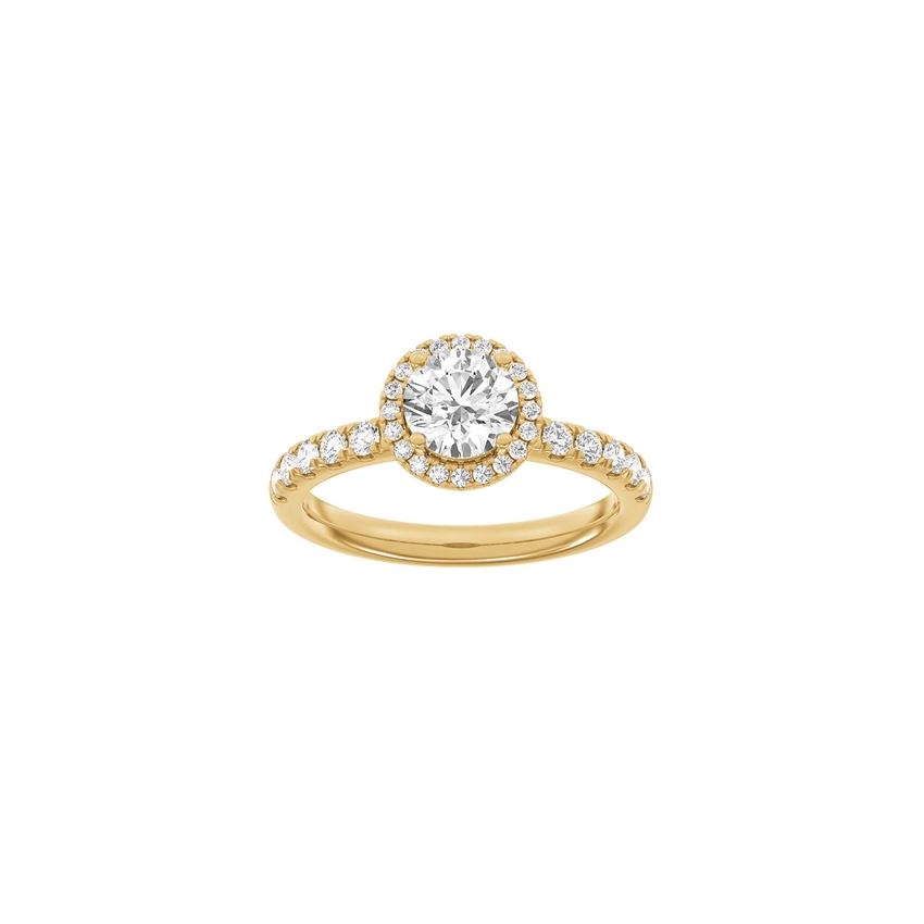 Rund Halo-ring i 14kt rødguld med 1,52ct lab-grown diamanter fra Siersbøl Luxury