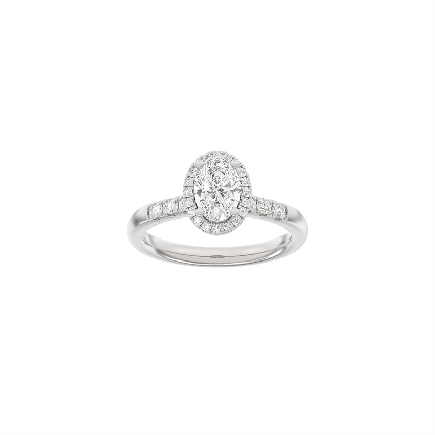 Siersbøl Luxury Halo oval ring i 14 kt hvidguld med 1,32 ct lab-grown diamanter