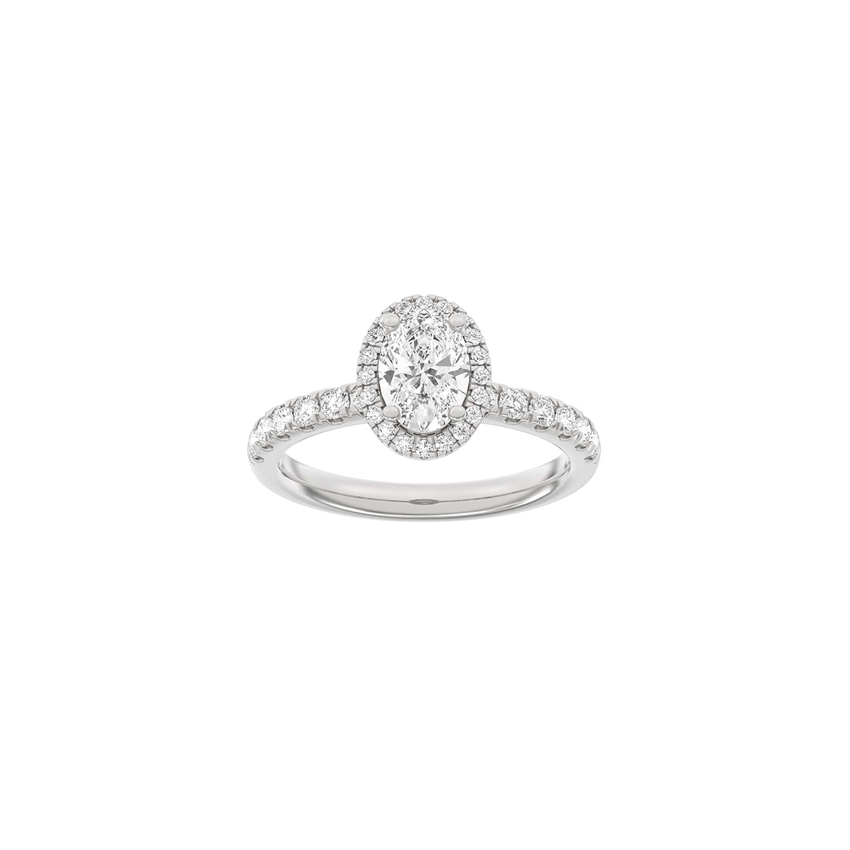 Luxury Halo oval ring i 14 kt hvidguld med 1,52 ct lab-grown diamanter fra Siersbøl