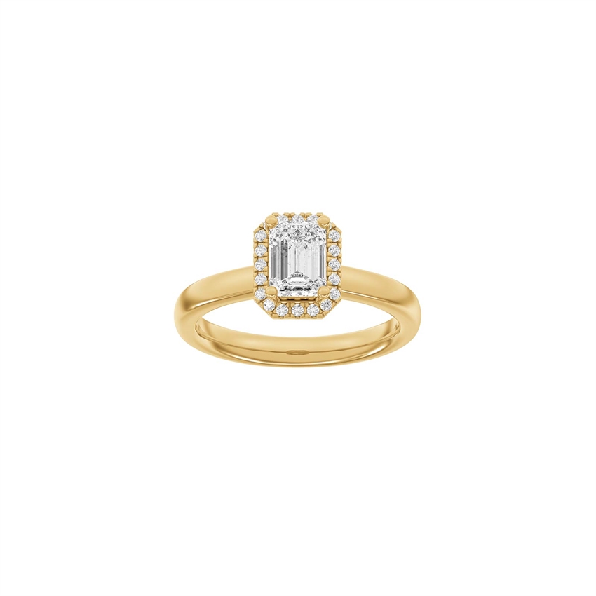 Firkantet halo-ring i rødguld med 1,12ct lab-grown diamanter fra Siersbøl Luxury