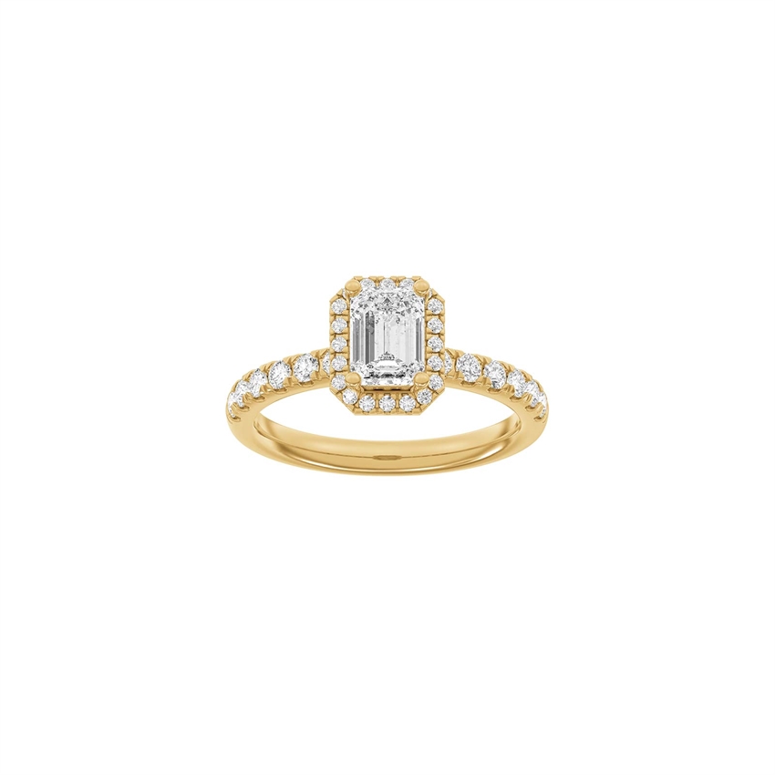 Firkantet Halo-ring i 14kt rødguld med 1,52ct lab-grown diamanter fra Siersbøl Luxury